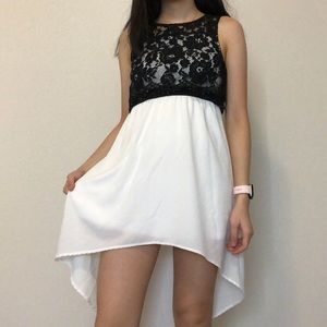 Sequin Hearts | high-low dress w/ black lace